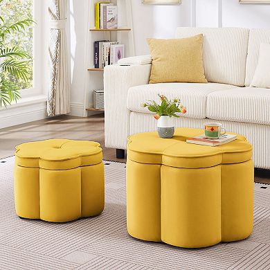 Set of 2 Flower Shaped Petal Storage Ottomans