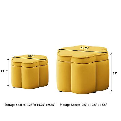 Set of 2 Flower Shaped Petal Storage Ottomans