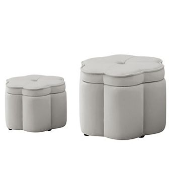 Set of 2 Flower Shaped Petal Storage Ottomans