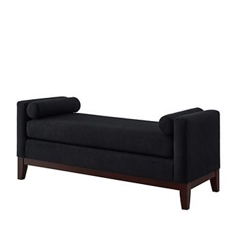 Large Upholstered Boucle Ottoman Bench with Pillows