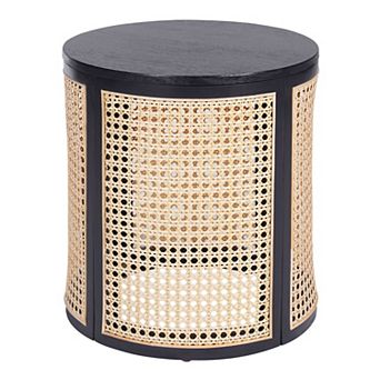 15.7" Round Woven Rattan Side Table