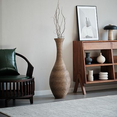 Rattan Floor Vase, 39.37" Tall Two-Tone Decorative Vase