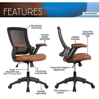 Mid-Back Mesh Task Office Chair with Height Adjustable Arms