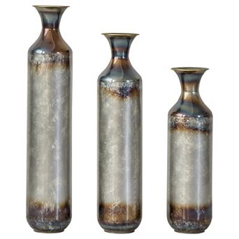 Metal Floor Vases Set of 3 for Farmhouse Industrial Decor
