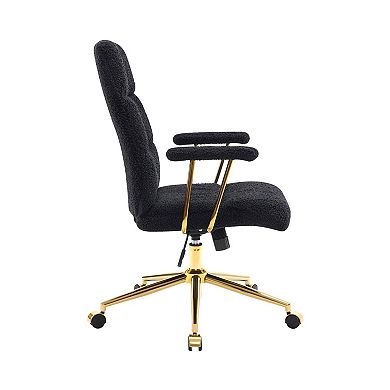 Textured Boucle Fabric Office Chair with Padded Arms
