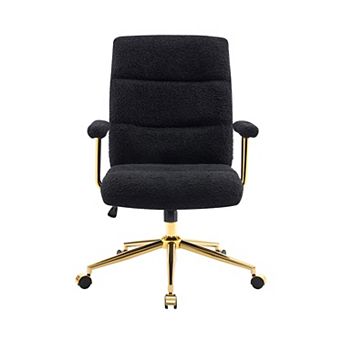 Textured Boucle Fabric Office Chair with Padded Arms