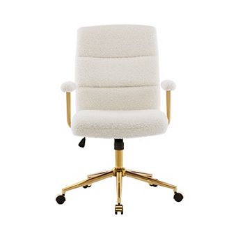 Textured Boucle Fabric Office Chair with Padded Arms