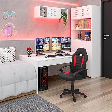 Kid's Racing Style Gaming & Student Chair with Wheels, Pneumatic Height Adjustment