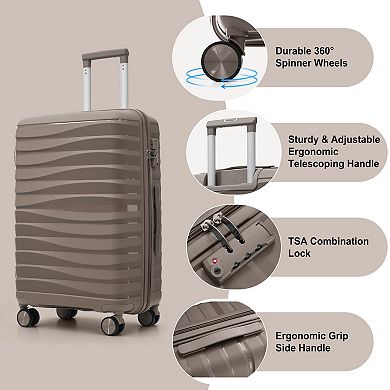 3-Piece Travel Luggage Set, 20" 24" 28" Sizes and 360° Spinner Wheels