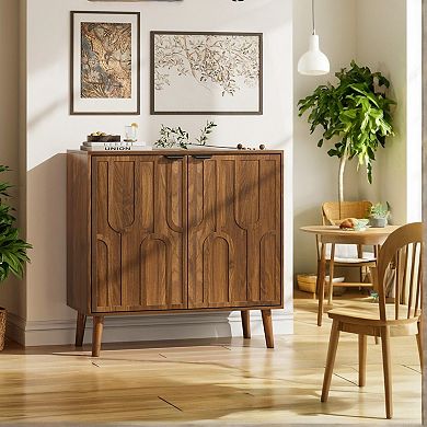 31.5" Farmhouse Sideboard Buffet Cabinet with Paper Clip Design