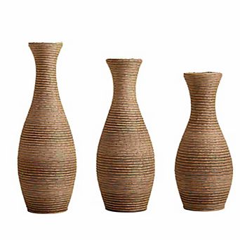 3 pc Elegant Artificial Rattan Floor Vase Set