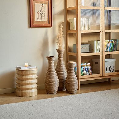 3-Piece Elegant Artificial Rattan Floor Vase Set