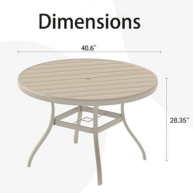 Outdoor Round Patio Dining Table for 4-6 with Umbrella Hole