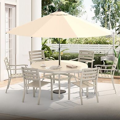 Outdoor Round Patio Dining Table for 4-6 with Umbrella Hole