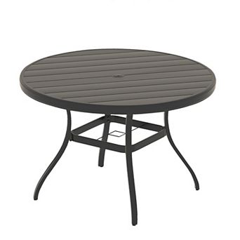 Outdoor Round Patio Dining Table for 4-6 with Umbrella Hole