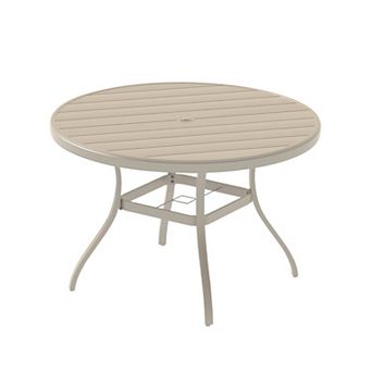 Outdoor Round Patio Dining Table for 4-6 with Umbrella Hole