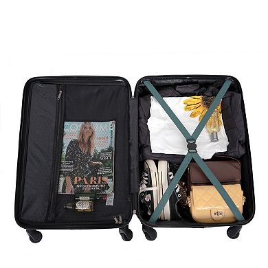 3-Piece Hardshell Luggage Set, 20"/24"/28" Lightweight Spinner Suitcases