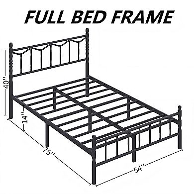 HOMZENE Twin Bed Frame, Metal Platform Bed with Headboard, Sculpted Wave Bed Posts, Easy Assembly