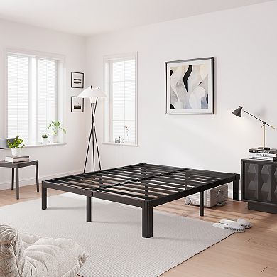 HOMZENE Bed Frame, Metal Platform Bed Frame with Slats, No Box Spring Needed, Easy Assembly