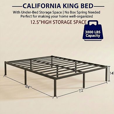 HOMZENE Bed Frame, Metal Platform Bed Frame with Slats, No Box Spring Needed, Easy Assembly