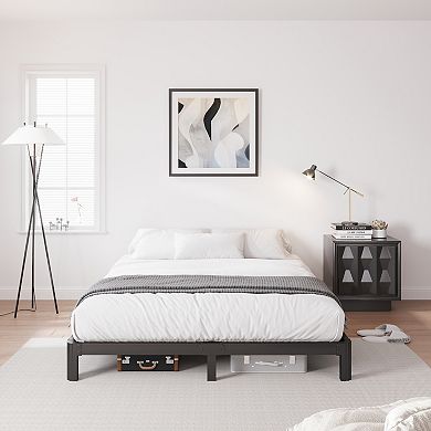 HOMZENE Bed Frame, Metal Platform Bed Frame with Slats, No Box Spring Needed, Easy Assembly