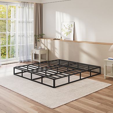 HOMZENE Box Spring, Metal Frame Mattress Foundation with Fabric Cover, High Profile, Easy Assembly