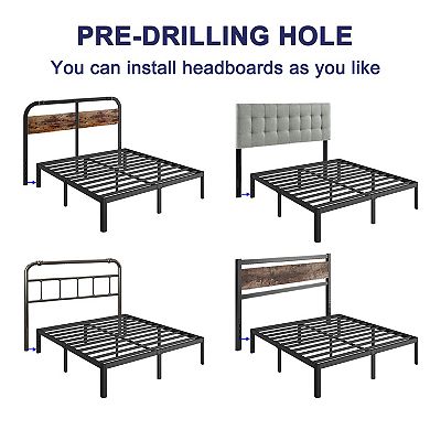 HOMZENE Bed Frame, Platform Bed Frame with Metal Slats, No Box Spring Needed, Easy Assembly