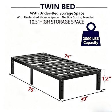 HOMZENE Bed Frame, Platform Bed Frame with Metal Slats, No Box Spring Needed, Easy Assembly