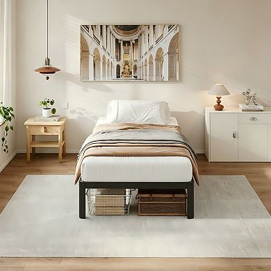HOMZENE Bed Frame, Platform Bed Frame with Metal Slats, No Box Spring Needed, Easy Assembly