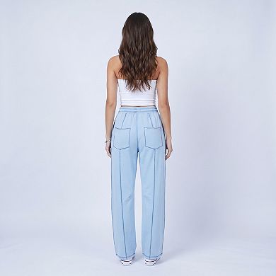 Women's High Rise Drawstring Wide Leg Utility Pants with Patch Pockets