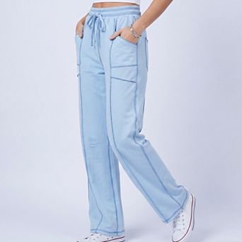 Women's High Rise Drawstring Wide Leg Utility Pants with Patch Pockets