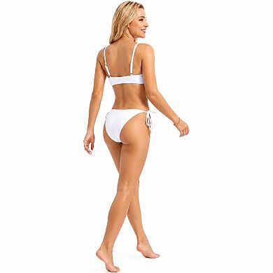 Women's Ribbed Tie Front Bikini Set