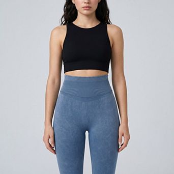 Women's High Waist Seamless Leggings with Ribbed Waistband and Contour Detail