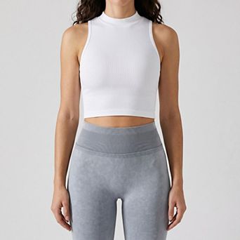 Women's High Waist Seamless Leggings with Ribbed Waistband and Contour Detail
