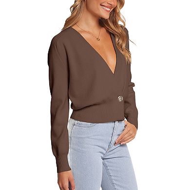 Women's V-Neck Cardigan Long Sleeve Button Down Casual Sweater