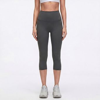Women's High Waist Capri Leggings with Wide Waistband Smooth Stretch Fit