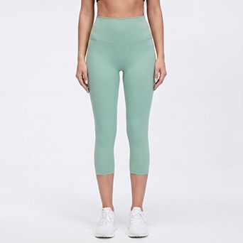 Women's High Waist Capri Leggings with Wide Waistband Smooth Stretch Fit