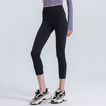 Women's High Waist Capri Leggings with Wide Waistband Smooth Stretch Pull On Yoga Active Pants