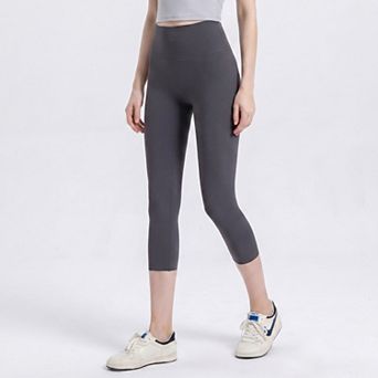 Women's High Waist Capri Leggings with Wide Waistband Smooth Stretch Pull On Yoga Active Pants