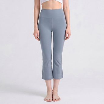 Women's High Waist Cropped Flare Leggings with Wide Waistband Smooth Stretch Pull On Yoga Pants