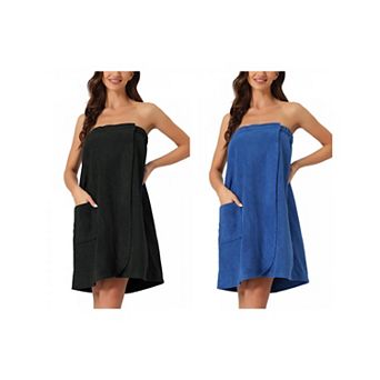 2 Packs Women's Wrap Robe Bathrobe Spa Towels with Shower Cap for Bath Gym
