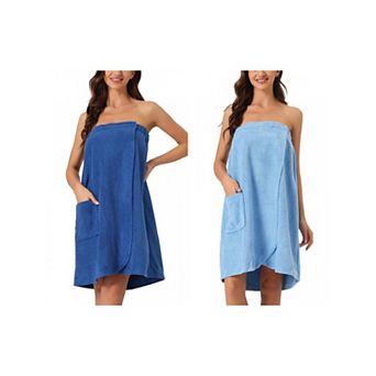 2 Packs Women's Wrap Robe Bathrobe Spa Towels with Shower Cap for Bath Gym