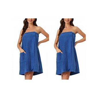 2 Packs Women's Wrap Robe Bathrobe Spa Towels with Shower Cap for Bath Gym