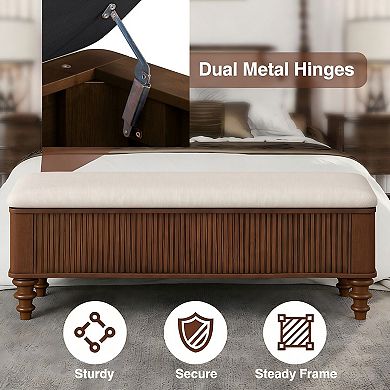 50.8" Solid Wood Storage Ottoman Bench