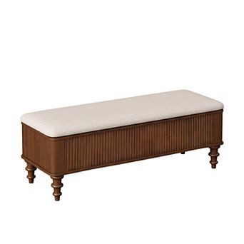 50.8" Solid Wood Storage Ottoman Bench