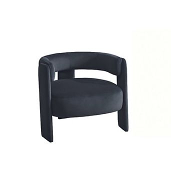Mid-Century Velvet Accent Chair with Wooden Legs