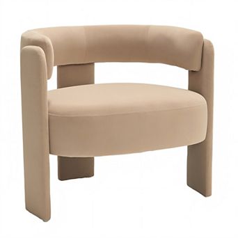 Mid-Century Velvet Accent Chair with Wooden Legs