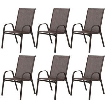 Set of 6 Patio Folding Camping Chairs with Armrests & High Back
