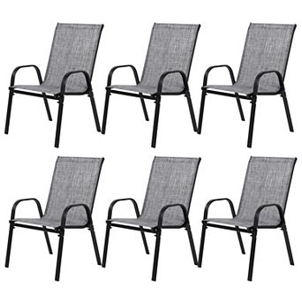 Set of 6 Patio Folding Camping Chairs with Armrests & High Back