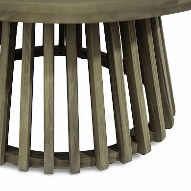 31.5" Mid-Century Wood Coffee Table with Slatted Base